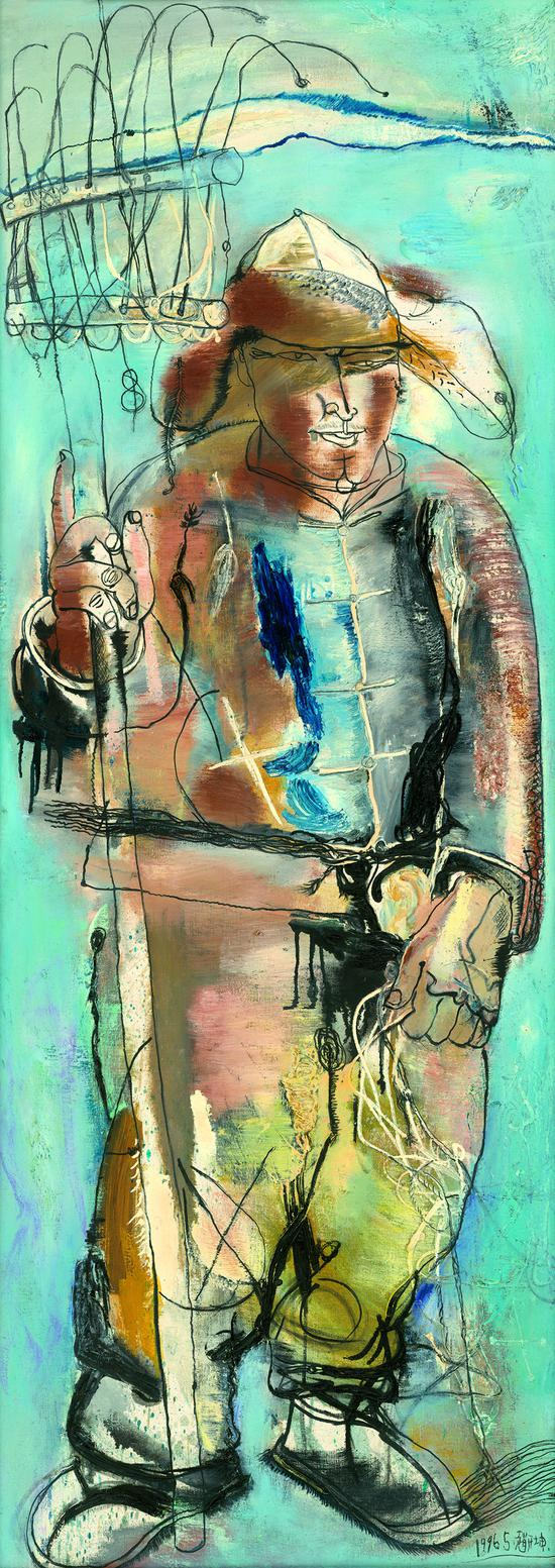 拿草靶的农夫 赵开坤 1996年 布面油画 70×195cm