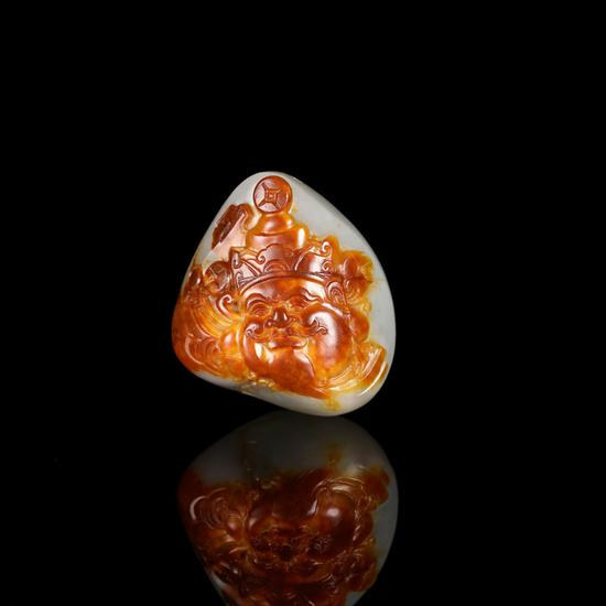  01852 唐奇伟 和田玉籽料财神挂件 规格：3.6×3.3×1.8cm 独籽 重量：32g