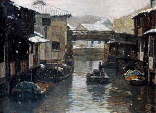 陈逸飞 雪景 1992年创作 120×150cm