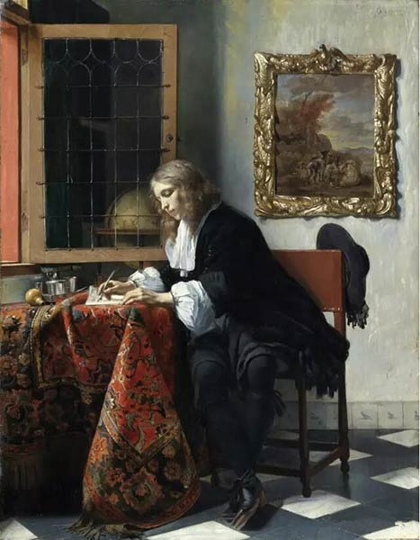 《写信的青年》Gabriel Metsu 1664- 1666年 © Dublin， National Gallery of Ireland