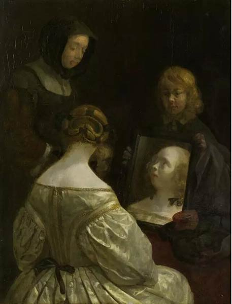 《看镜子的女人》Gerard Ter Borch 1651-1652年 © Amsterdam， The Rijksmuseum