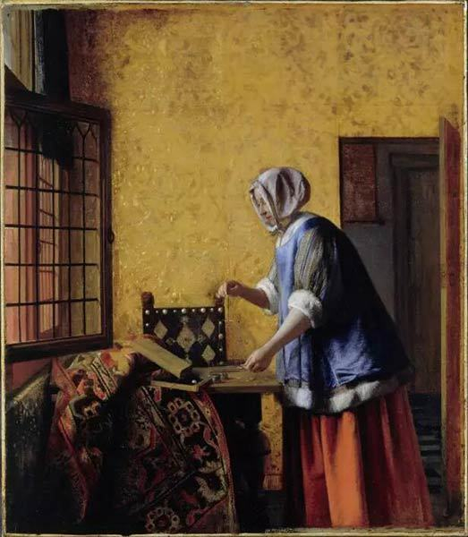 《称量金子的女人》Pieter de Hooch 1664年 © BPK， Berlin， Dist。 RMN-Grand Palais / Jörg P.Anders