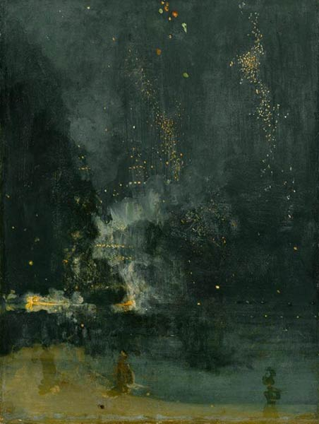 黑与金的夜曲：坠落的烟火，詹姆斯•阿伯特•麦克尼尔•惠斯勒，1875，底特律美术馆藏