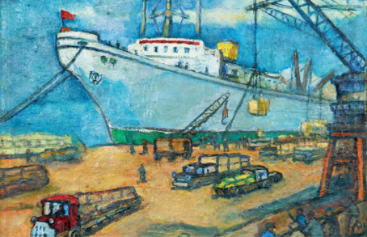 关良 上海港 布面油画 52cm×63.5cm 1960 年