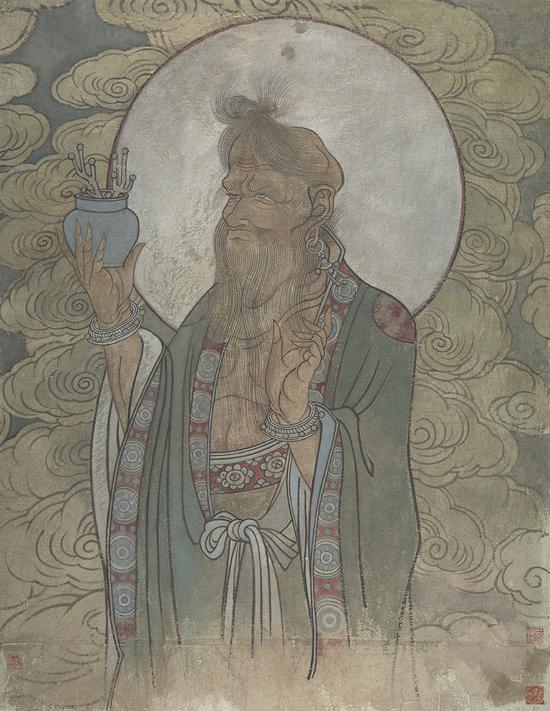 《青龙寺三教合一壁画》（局部）88cm x 114cm 前殿南壁 元1981年
