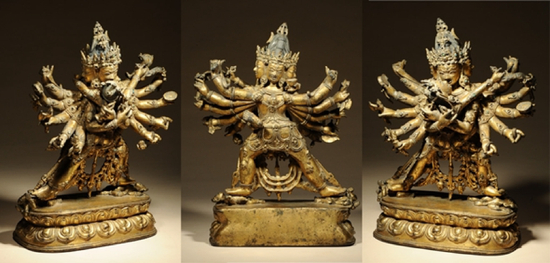 15世纪 铜鎏金上乐金刚 &nbsp; &nbsp;H：29cm 