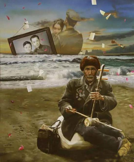 艺术家万岭油画作品《岸》