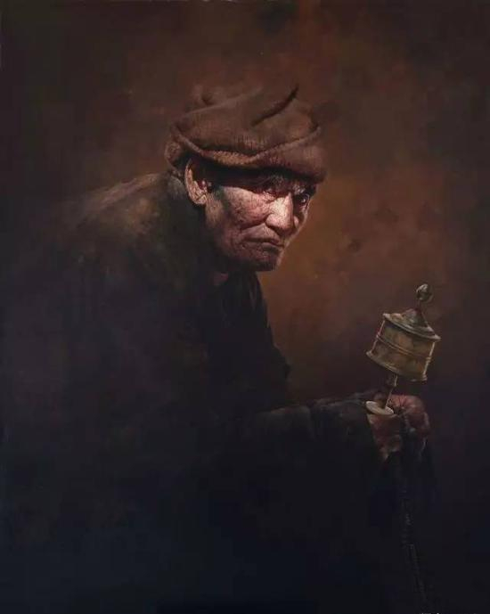 艺术家董聪贤油画作品《老人的祈祷》