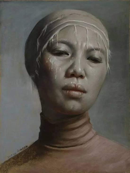 艺术家李雪芹色粉作品《凝》