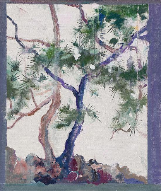 两棵松 2017 布面油画 60×50cm