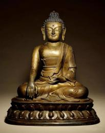 LOT 1016 清乾隆 铜泥金释迦牟尼&nbsp; H：35.5cm