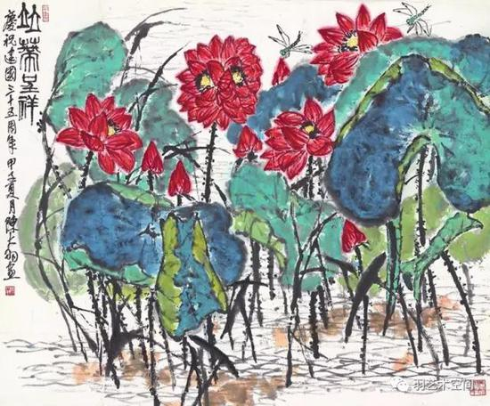 并蒂呈祥 132×157.5cm