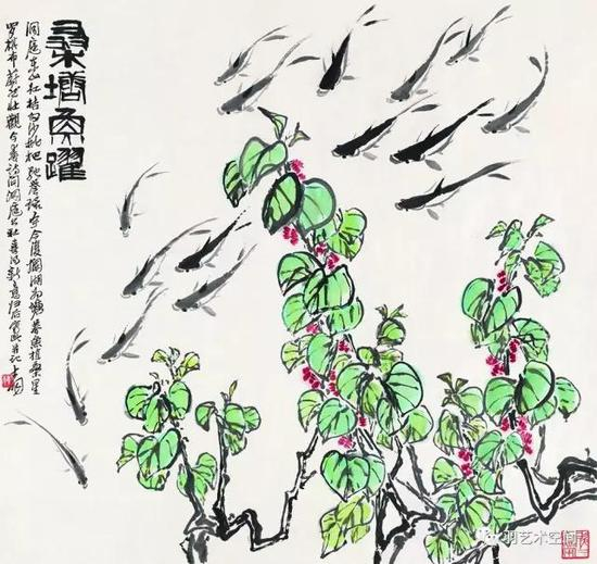 桑塘鱼跃 96×96cm