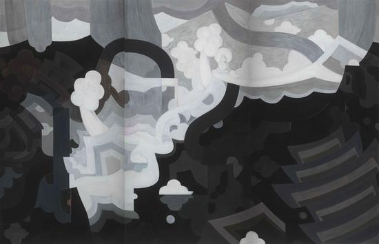 　　天一生水 Heaven one generates water 纸本水墨、丙烯、 铅笔 Ink、Acrylic、Pencil on paper 205x310cm_1