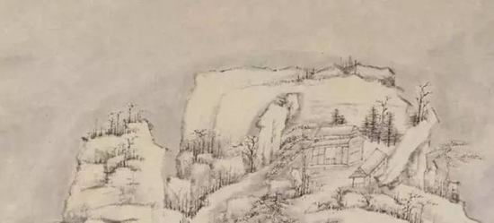 同为遗民的弘仁《西岩松雪图》局部，现藏北京故宫博物院 