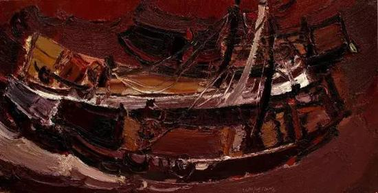 李学峰《旅顺，旅顺系列之百岚子渔港》 60cmx90cm