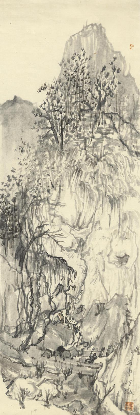 喊山台 70×23cm 纸本水墨 2016      Hanshan Platform, Water-ink on rice paper