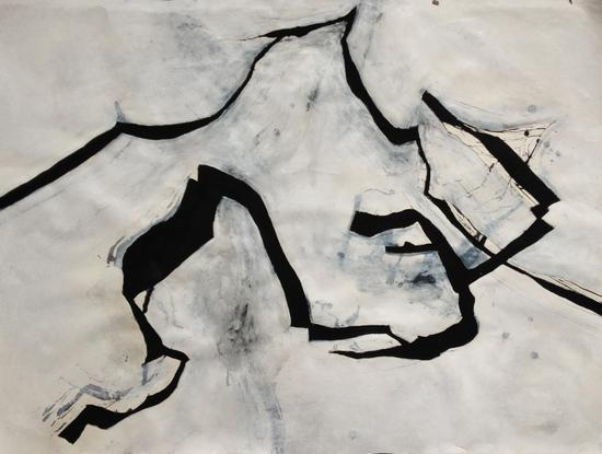 雁过南云，85X64cm，纸本水墨 丙烯，2016