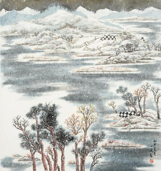 马小虎，《万峰飞雪》之二，76cm@70cm，纸本水墨，2016。