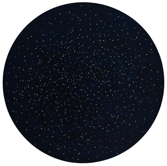 夜曲NO.3 丙烯与乐谱圆片于亚麻布 直径116cm 2014