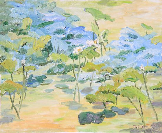 张世健《荷塘系列之十一》 50×60cm 布面油画 2012