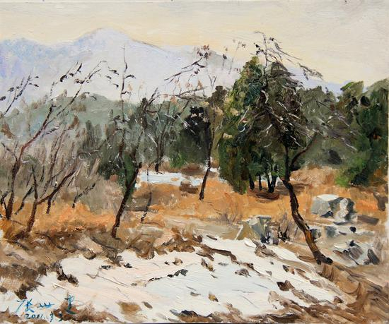 张世健《千佛山雪霁》 50×60cm 布面油画 2011