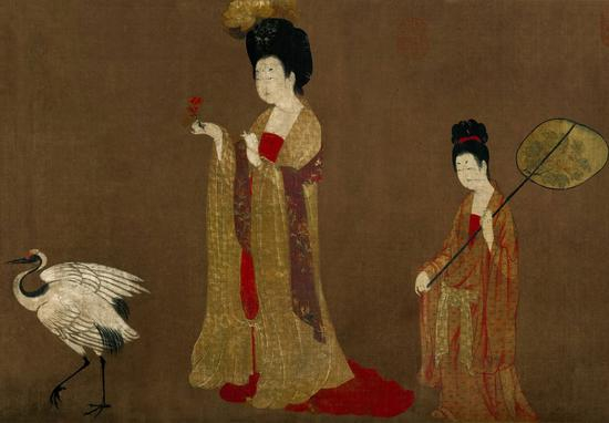 簪花仕女图 周昉 46x80cm 唐代