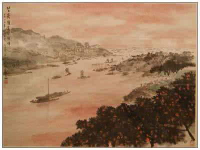 芙蓉国里尽朝晖 傅抱石 68×48cm 1964年作