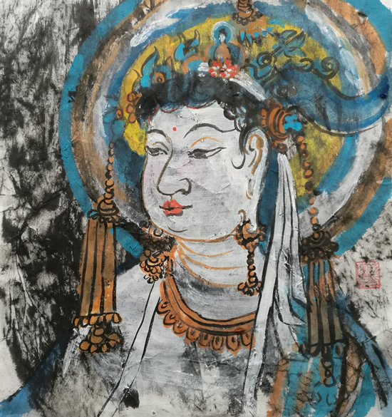 菩萨像-03 40X40CM 纸本墨色 