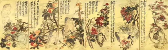 吴昌硕（1844—1927）&nbsp; 花卉六条屏