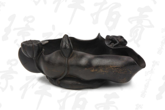 荷塘秋月紫砂笔洗&nbsp;清&nbsp;陈鸣远款