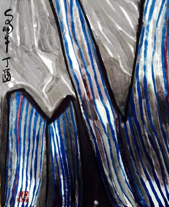 癌症楼本纪，纸本水墨，50x28cm，2017年