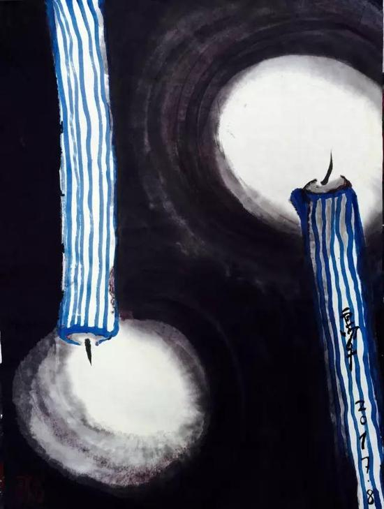 来自奥斯维辛，纸本水墨，50x28cm，2017年