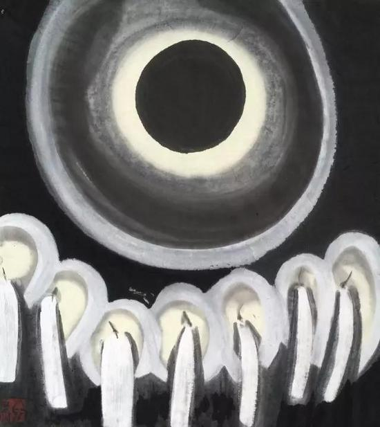 黑色祈祷书，纸本水墨，50x28cm，2017年