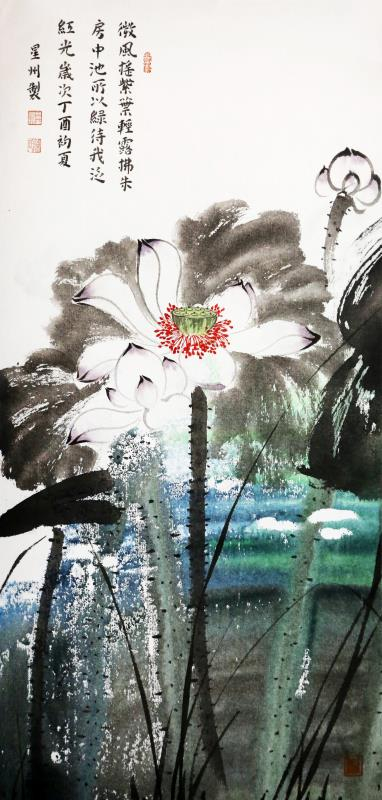 《泼墨荷花》