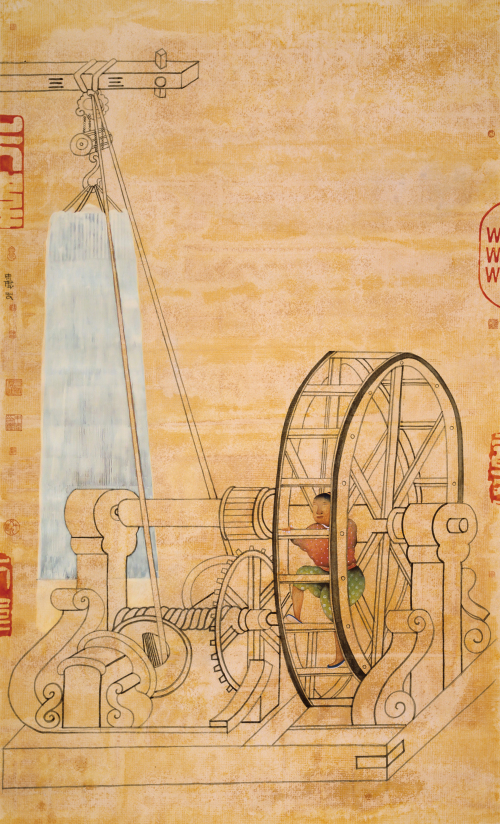 　　梦游手记二十六号 Diary of the Sleepwalker， No.26 水墨设色纸本 Ink and colour on paper 180 x 120 cm 2010