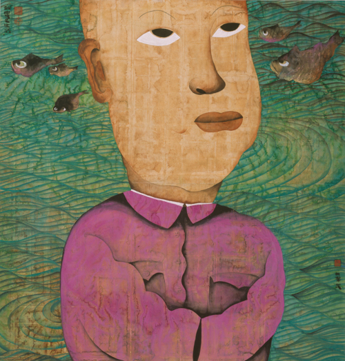 　　甜蜜的生活二十一号 Sweet Life， No.21 水墨设色纸本 Ink and colour on paper 178 x 170 cm 1998 尤伦斯夫妇收藏 Mr。 and Mrs。 Ullens Collection