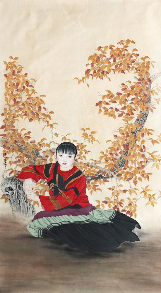 秋高图-崔西民-172×98cm-纸本设色