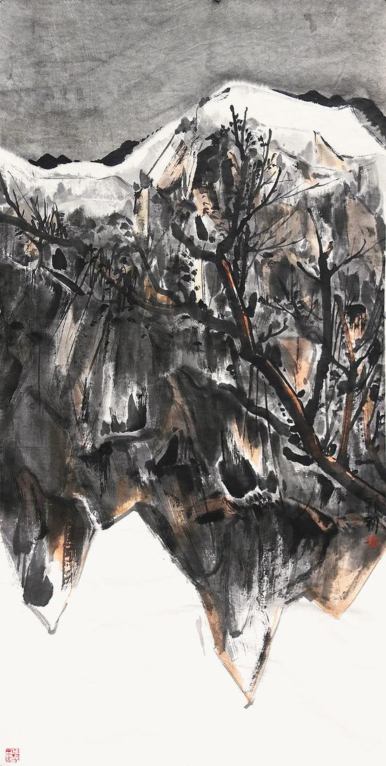 大山系列之二-韩朝-138×70cm-纸本水墨