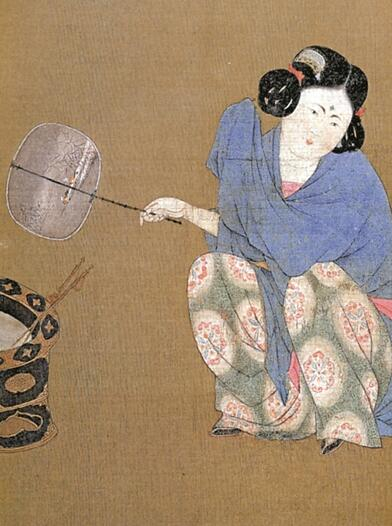 宋摹唐 张萱 捣练图（局部） 波士顿美术博物馆藏。