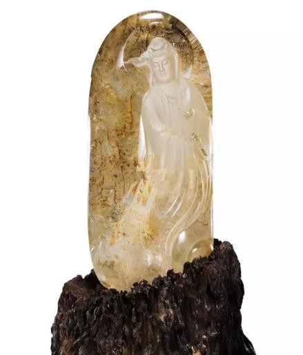 翁祝红 水晶净瓶观音摆件