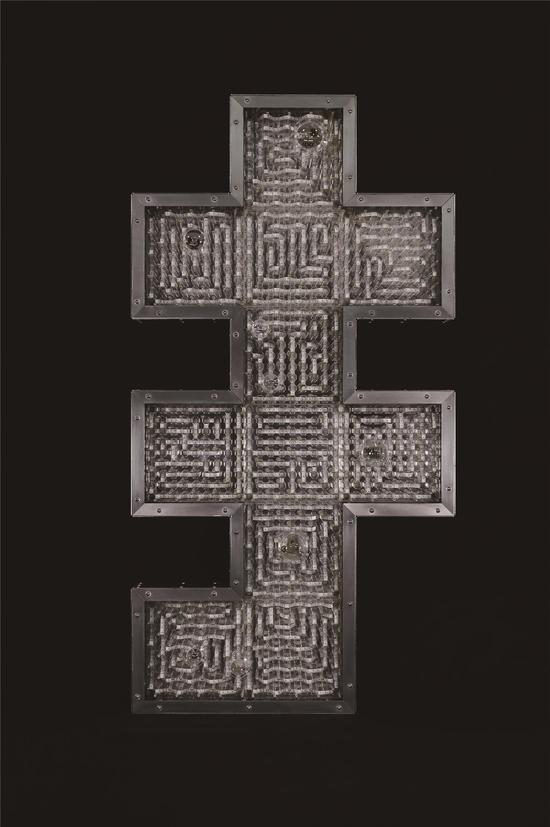 占研 字谜·扌 2017 铝合金型材、铝合金板材、亚克力板材等 60×115×10cm