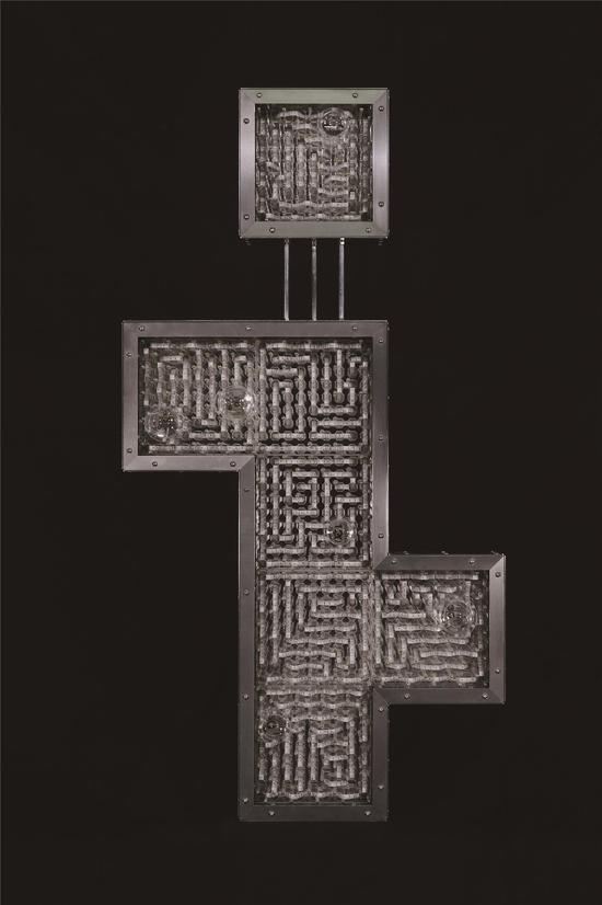 占研 字谜·讠2017 铝合金型材、铝合金板材、亚克力板材等 60×114×10cm