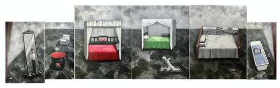 张晓刚《舞台》，布面油画，260×940cm，2017年