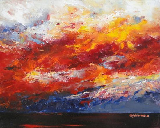 李谦谦 火烧云 2006年 布面油画 40x50cm