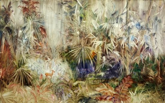 刘伟涛 《后花园No.28》纸板油画 100X160cm 2016年