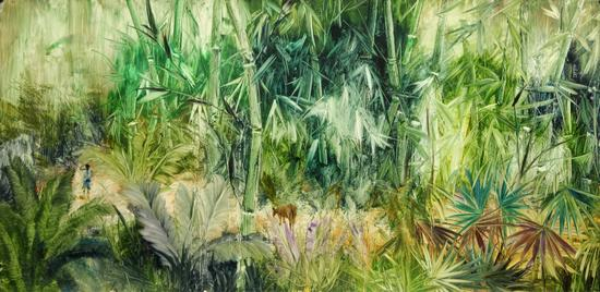 刘伟涛 《后花园NO.27》纸板油画 80X160cm 2016年