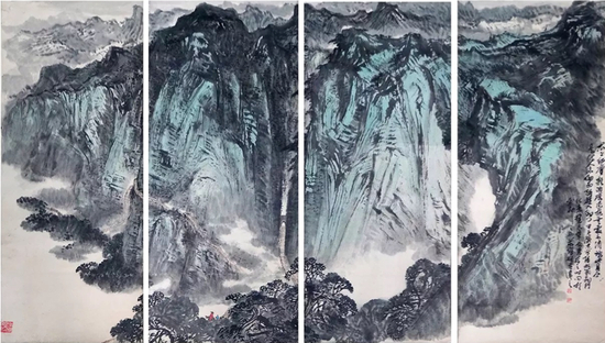 蒋维德 山水（4幅） 尺寸：180×90cm 