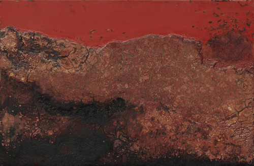 《铸景》 木板大漆、泥土 122X80cm 2017