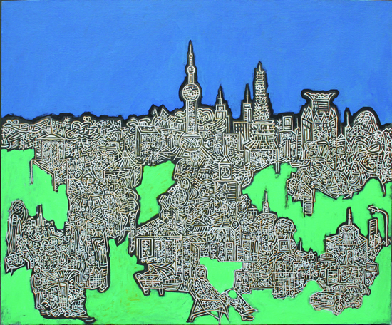 上海之三100x120cm 丙烯 2008